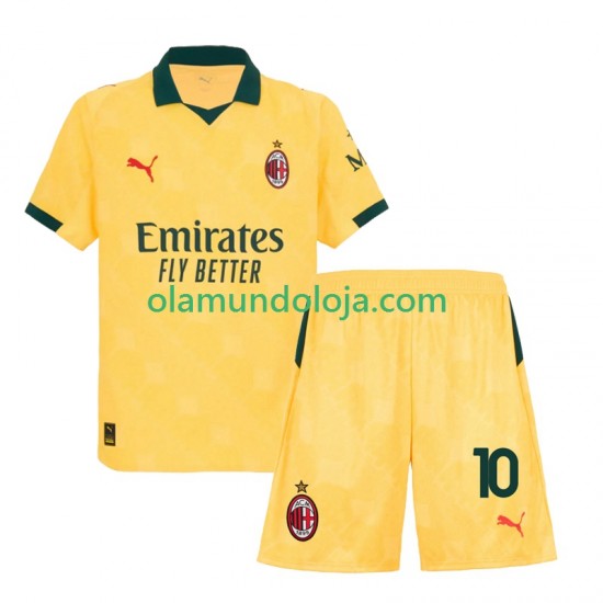 Camisola AC Milan Rafael Leao 10 Criança Equipamento Terceiro 2025-2026 Manga Curta